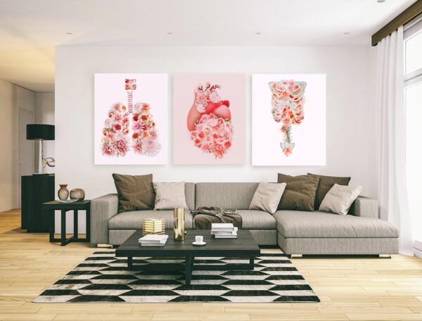 Living room with blooming health art
